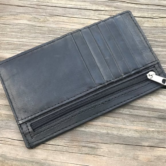 Wallet Black Genuine Leather Card Holder Handmade - Picture 8 of 11